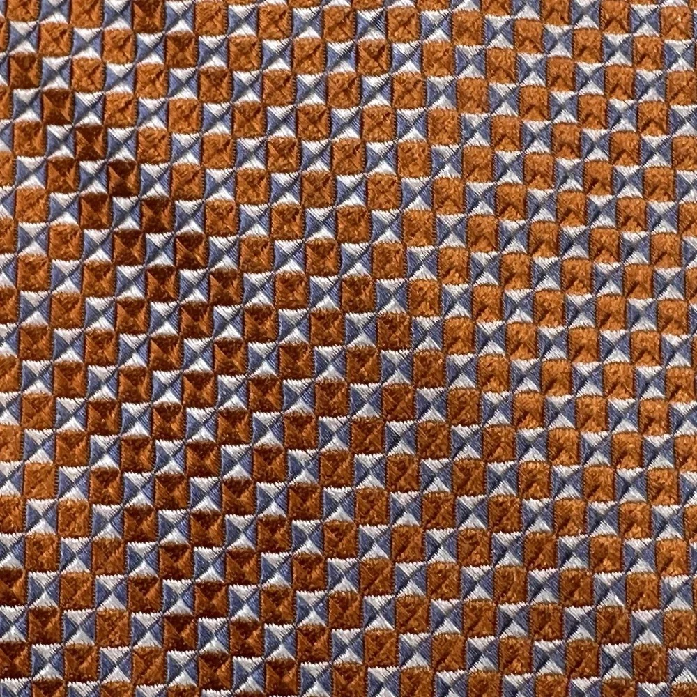 Vintage Tommy Hilfiger Silk Tie Orange Blue Geometric USA‎ Made 60x3.6in